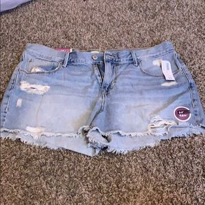 Distressed denim shorts